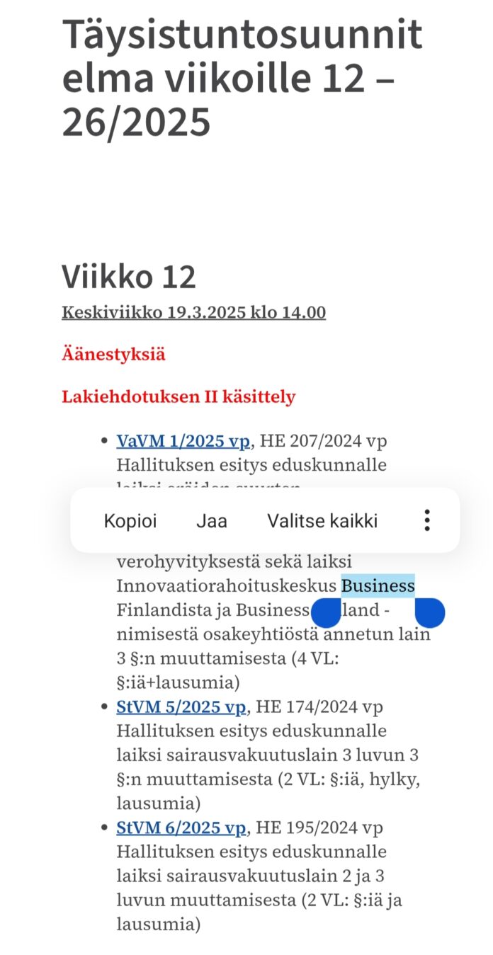 Historiallinen täysistunto tulossa